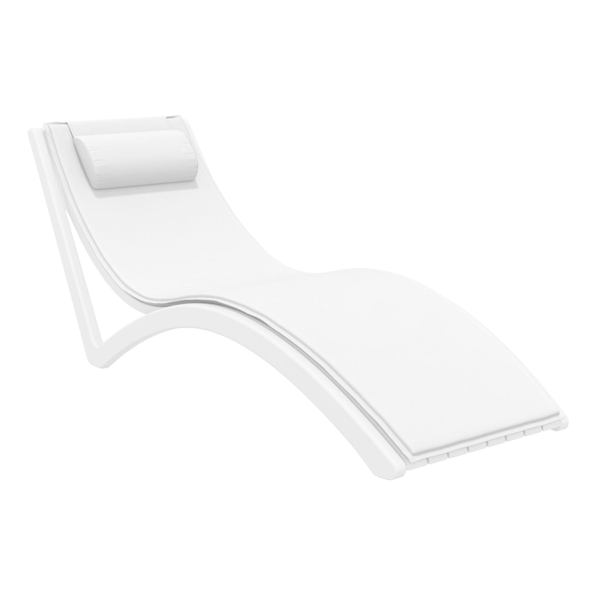 Slim Sunlounger - White with White Cushion and Pillow - John Cootes