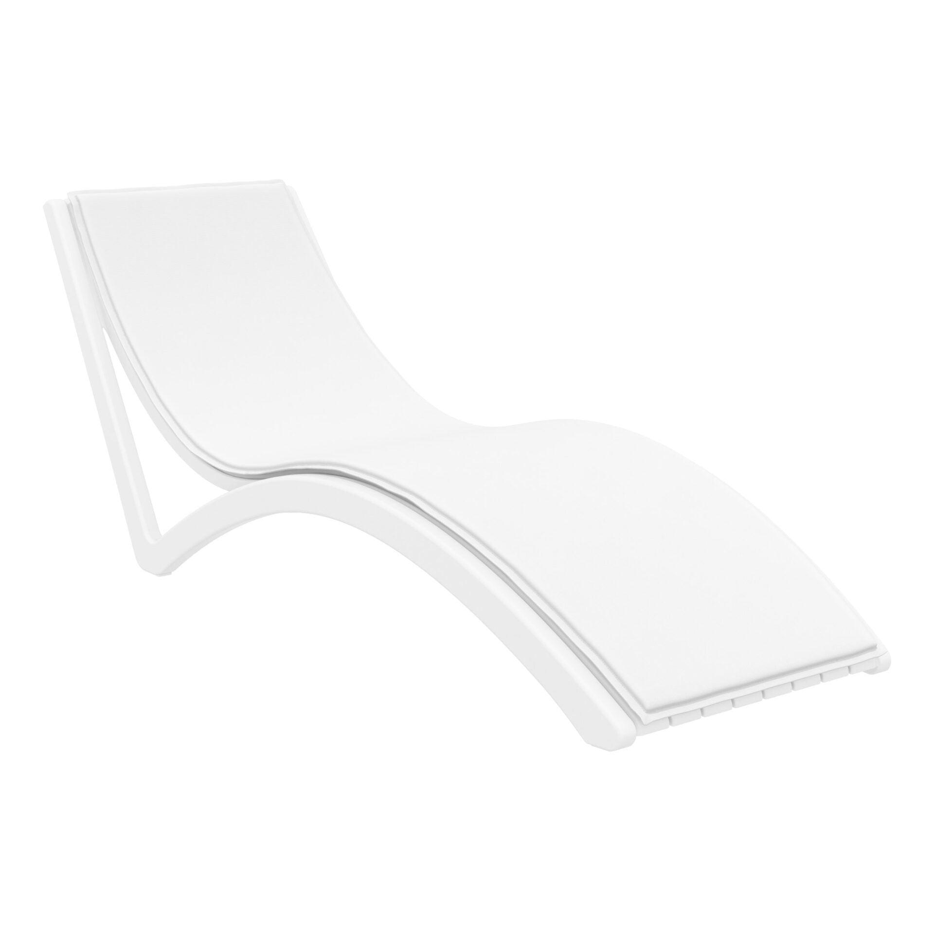 Slim Sunlounger - White with White Cushion - John Cootes