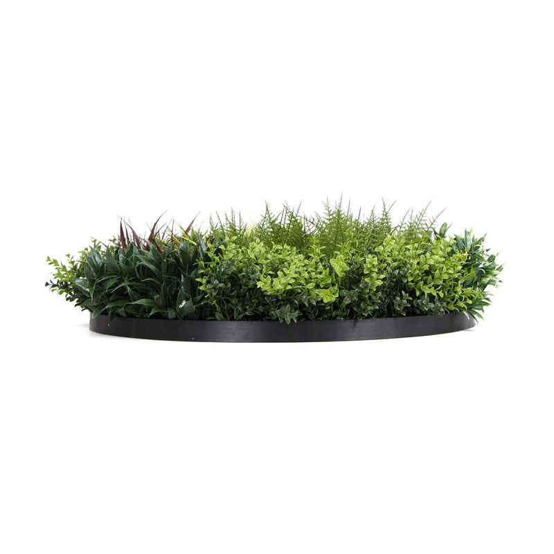 Slimline Artificial Green Wall Disc Art 90cm Green Field UV Resistant (Black) - John Cootes