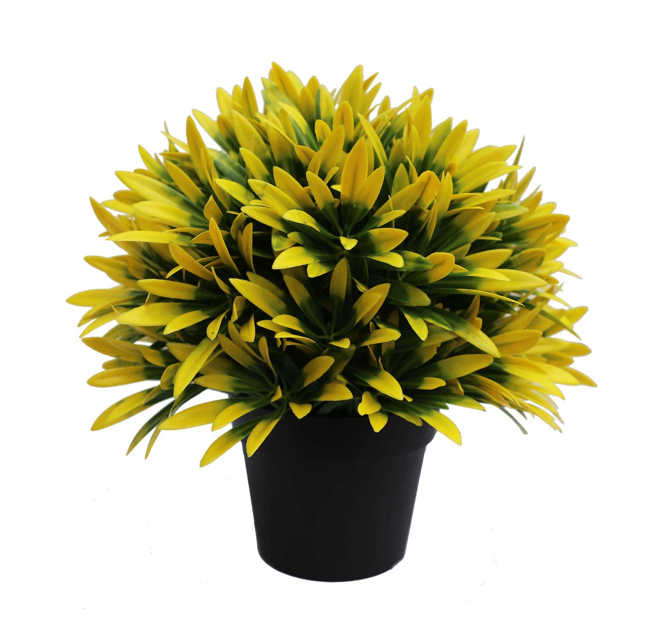 Small Potted Artificial Decorative Yellow Lily Plant UV Resistant 20cm - John Cootes