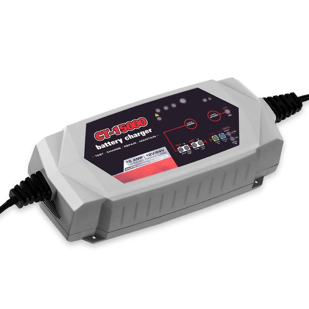 Smart Battery Charger 15A 12V 24V Automatic SLA AGM Car Truck Boat Motorcycle Caravan - John Cootes