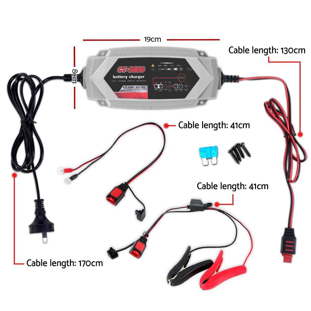 Smart Battery Charger 3.5A 12V 6V Automatic SLA AGM Car Truck Boat Motorcycle Caravan - John Cootes