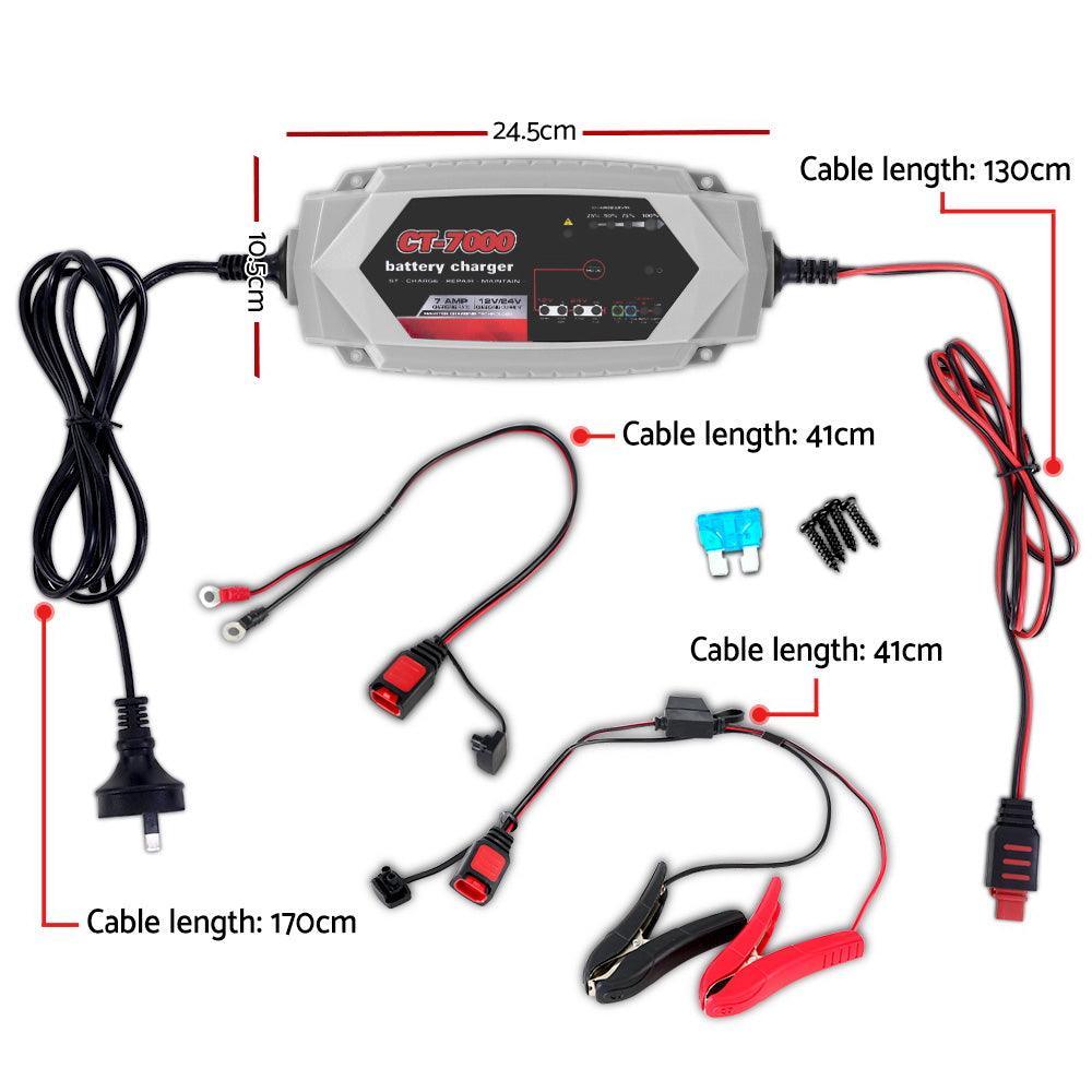 Smart Battery Charger 7A 12V 24V Automatic SLA AGM Car Truck Boat Motorcycle Caravan - John Cootes