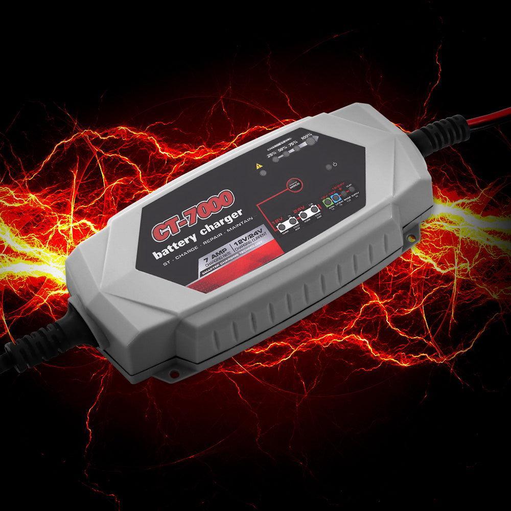 Smart Battery Charger 7A 12V 24V Automatic SLA AGM Car Truck Boat Motorcycle Caravan - John Cootes