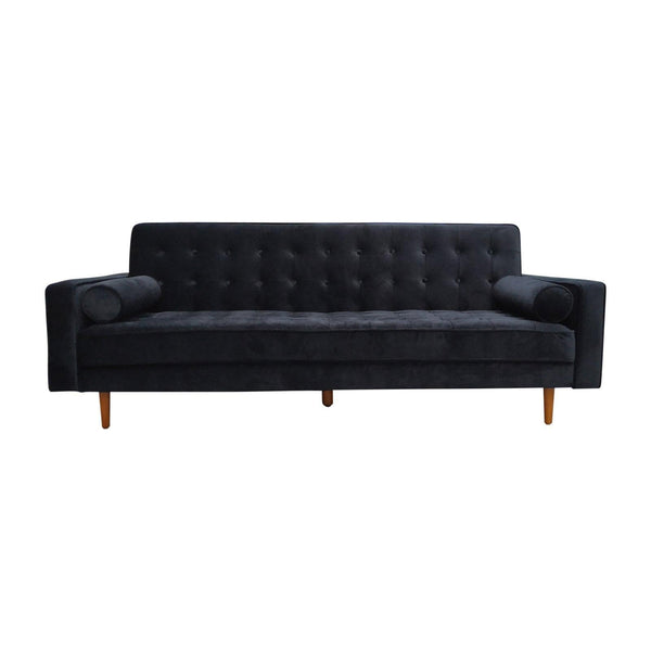 Sofa Bed 3 Seater Button Tufted Lounge Set for Living Room Couch in Velvet Black Colour - John Cootes