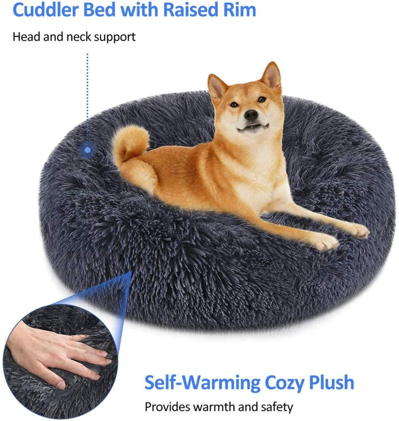 Soft Dog Bed Round Washable Plush Pet Kennel Cat Bed Mat Sofa Small 50cm - John Cootes