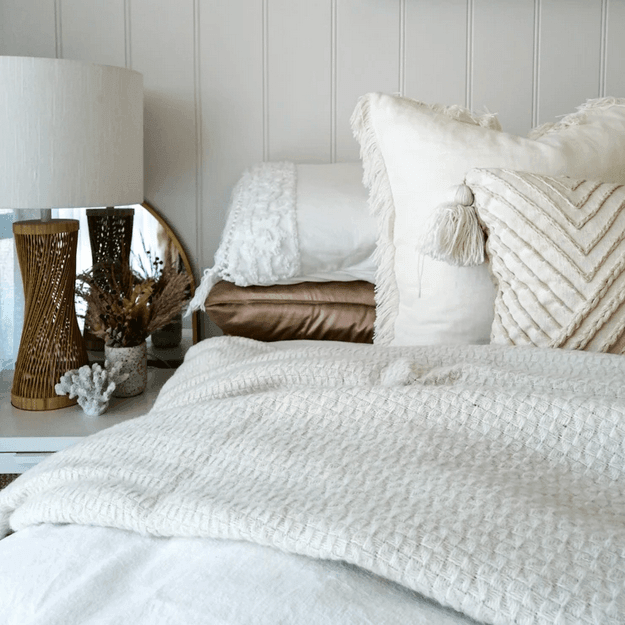 Soho Throw - Wool Blend - Ivory - John Cootes