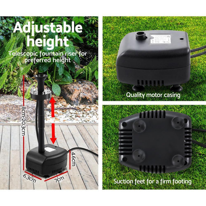 Solar Pond Pump Outdoor Garden Submersible Water Pumps with Battery Kit 4 FT - John Cootes