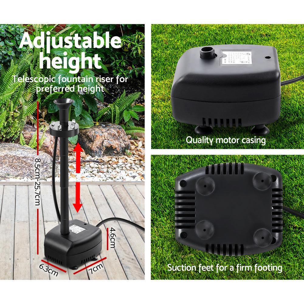 Solar Pond Pump with Battery Powered Submersible Kit LED Light & Remote 8.8 FT - John Cootes