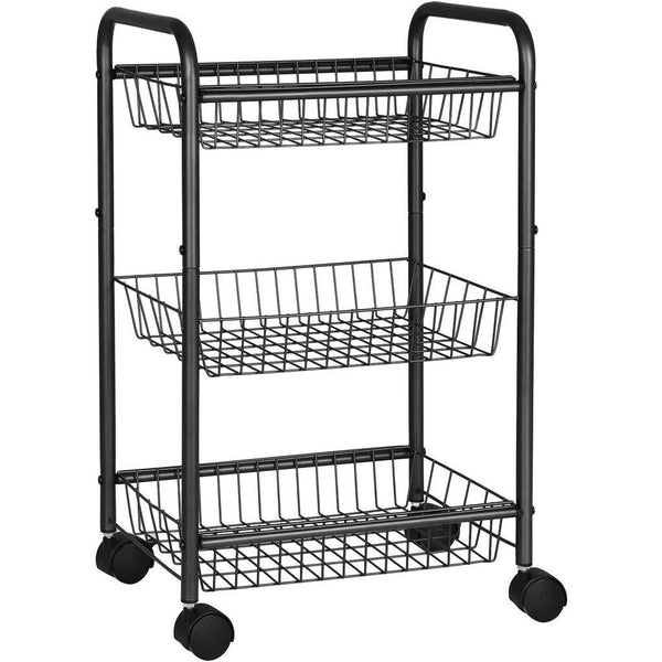 SONGMICS 3-Tier Metal Rolling Cart on Wheels with Removable Shelves Black BSC03BK - John Cootes