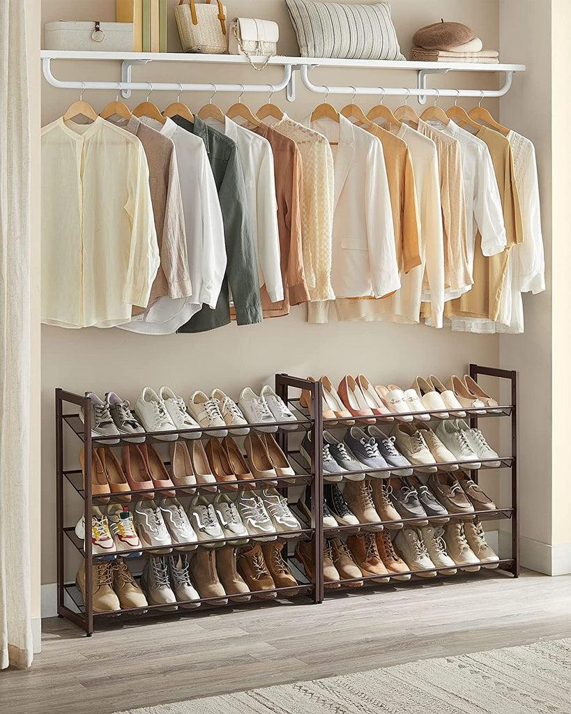 SONGMICS 8-Tier Shoe Rack Storage 32 pairs with Adjustable Shelves Gray LMR08GB - John Cootes