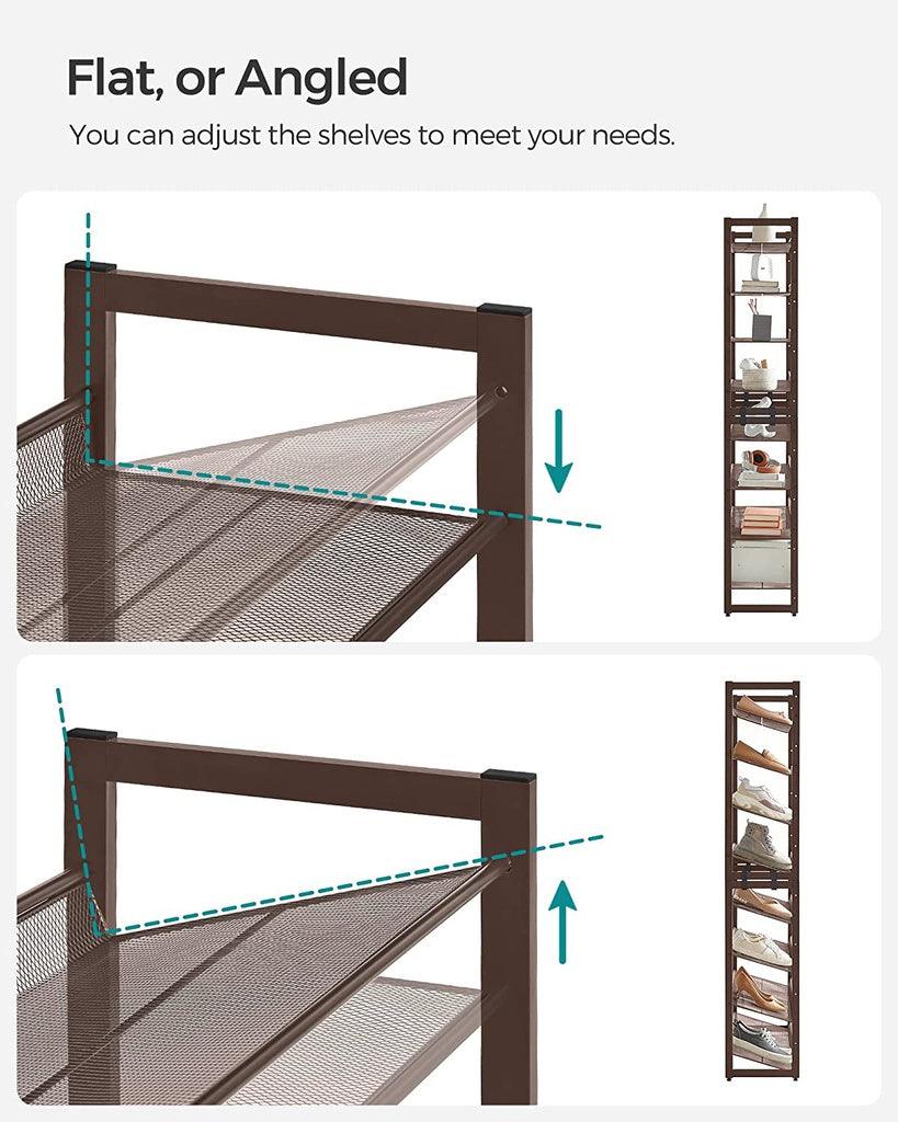 SONGMICS 8-Tier Shoe Rack Storage 32 pairs with Adjustable Shelves Gray LMR08GB - John Cootes