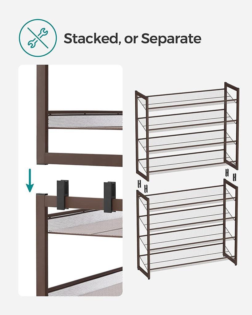 SONGMICS 8-Tier Shoe Rack Storage 32 pairs with Adjustable Shelves Gray LMR08GB - John Cootes
