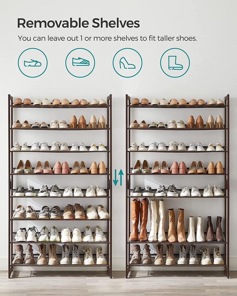 SONGMICS 8-Tier Shoe Rack Storage 32 pairs with Adjustable Shelves Gray LMR08GB - John Cootes
