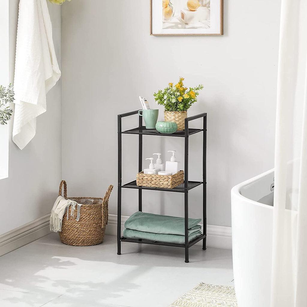 SONGMICS Bathroom Shelf 3-Tier Storage Rack with Adjustable Shelf Black BSC33BK - John Cootes