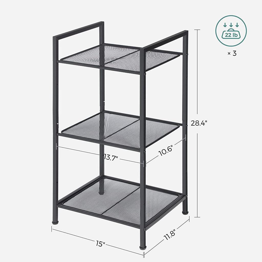 SONGMICS Bathroom Shelf 3-Tier Storage Rack with Adjustable Shelf Black BSC33BK - John Cootes