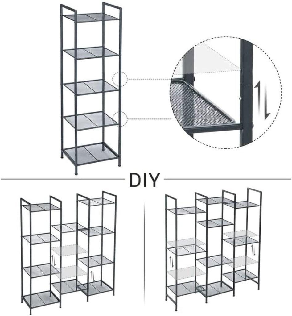 SONGMICS Bathroom Shelf 5-Tier Storage Rack with Adjustable Shelf Black BSC35BK - John Cootes