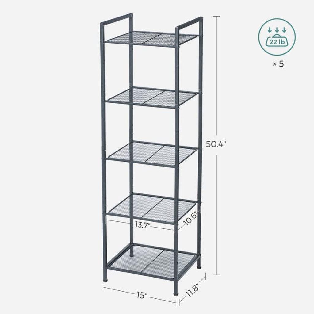 SONGMICS Bathroom Shelf 5-Tier Storage Rack with Adjustable Shelf Black BSC35BK - John Cootes