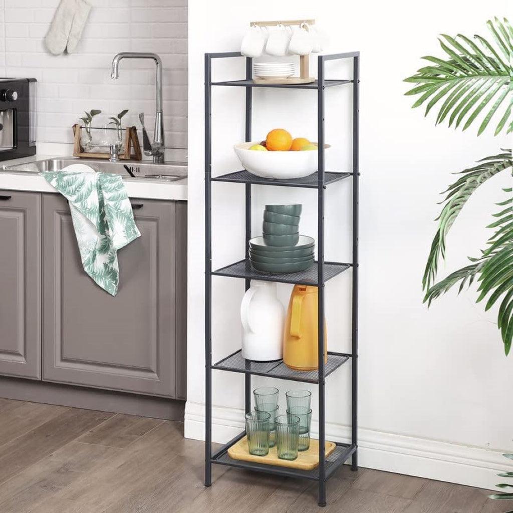 SONGMICS Bathroom Shelf 5-Tier Storage Rack with Adjustable Shelf Black BSC35BK - John Cootes