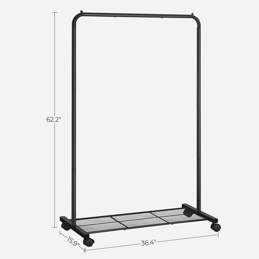 SONGMICS Clothes Rack with Wheels Sturdy Steel Frame Black HSR25BK - John Cootes