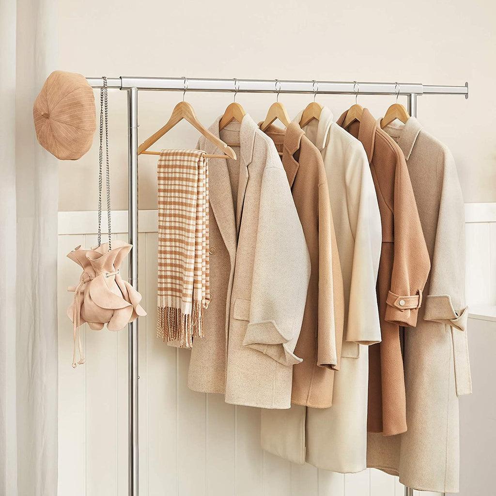 SONGMICS Heavy Duty Clothes Rack on Wheels Metal Chrome Extendable HSR11S - John Cootes