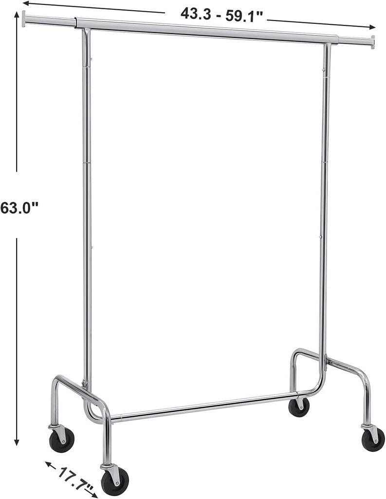 SONGMICS Heavy Duty Clothes Rack on Wheels Metal Chrome Extendable HSR11S - John Cootes