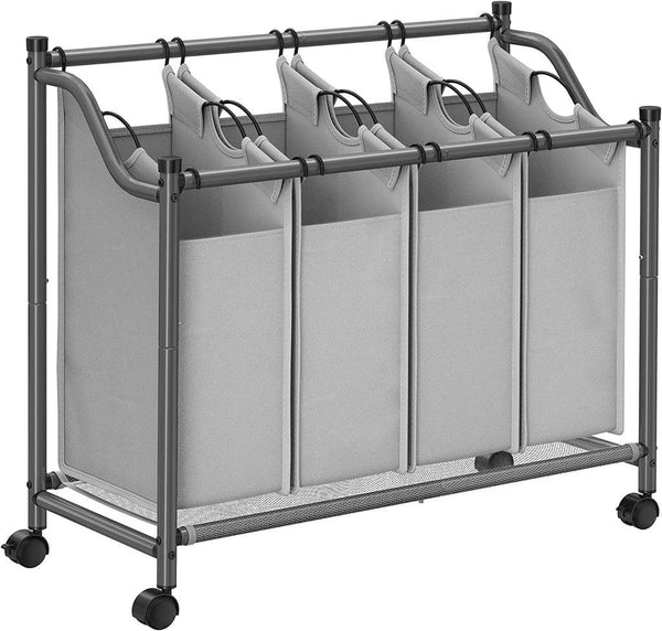 SONGMICS Laundry Basket with 4 Removable Laundry Bin on Wheels Gray LSF005GS - John Cootes