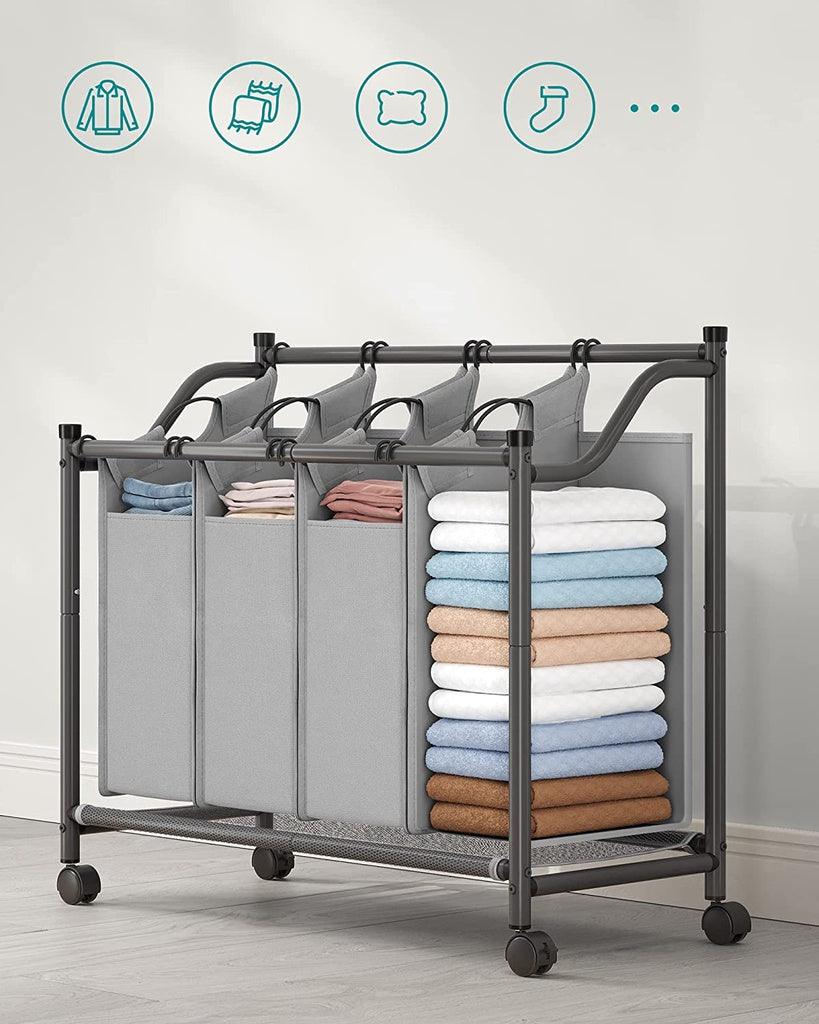 SONGMICS Laundry Basket with 4 Removable Laundry Bin on Wheels Gray LSF005GS - John Cootes