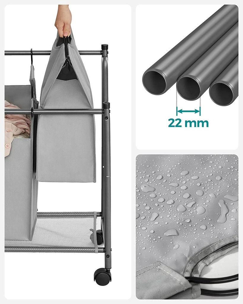 SONGMICS Laundry Basket with 4 Removable Laundry Bin on Wheels Gray LSF005GS - John Cootes