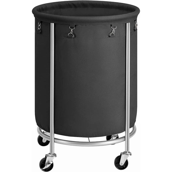 SONGMICS Laundry Basket with Wheels with Steel Frame and Removable Bag Black RLS001B01 - John Cootes