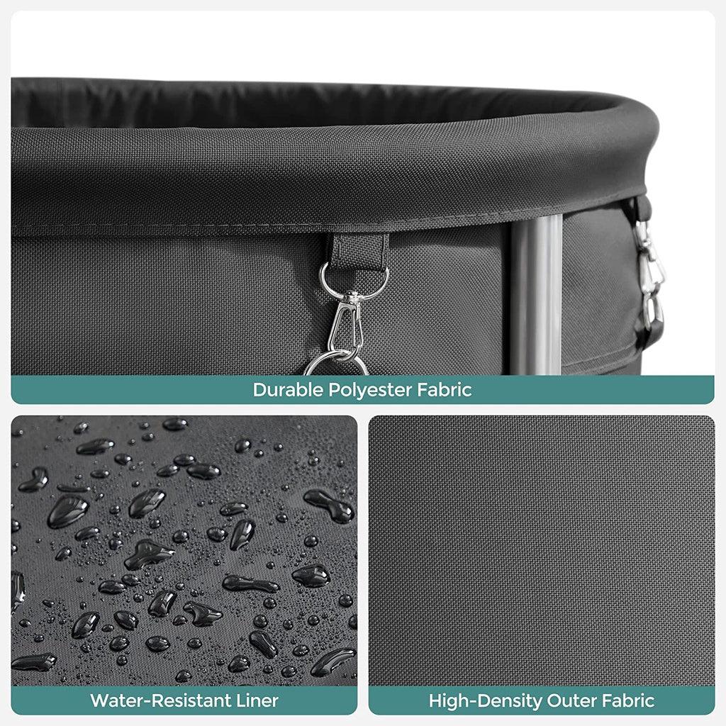 SONGMICS Laundry Basket with Wheels with Steel Frame and Removable Bag Black RLS001B01 - John Cootes