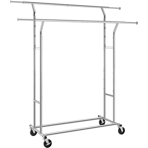 SONGMICS Metal Clothes Rack Stand on Wheels Heavy Duty Silver HSR12S - John Cootes