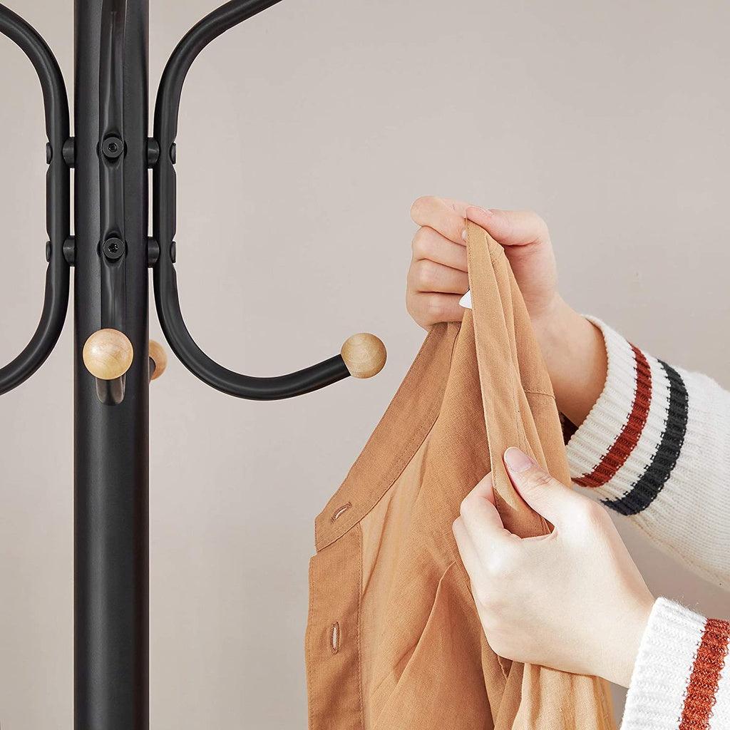 SONGMICS Metal Coat Rack 182 cm Tall Hall Tree Black RCR19B - John Cootes