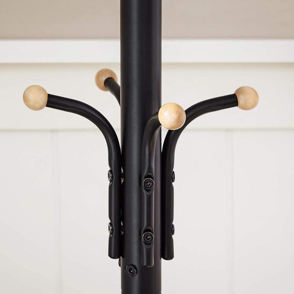 SONGMICS Metal Coat Rack 182 cm Tall Hall Tree Black RCR19B - John Cootes
