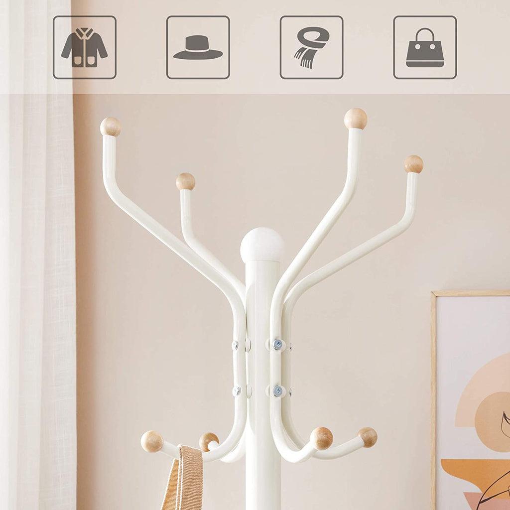 SONGMICS Metal Coat Rack 182 cm Tall Hall Tree White RCR19W - John Cootes