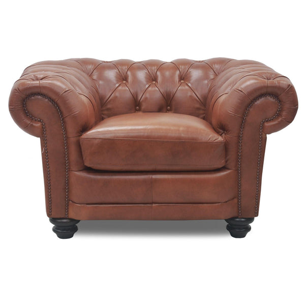 Sonny 1 Seater Genuine Leather Sofa Chestfield Lounge Couch - Butterscotch - John Cootes