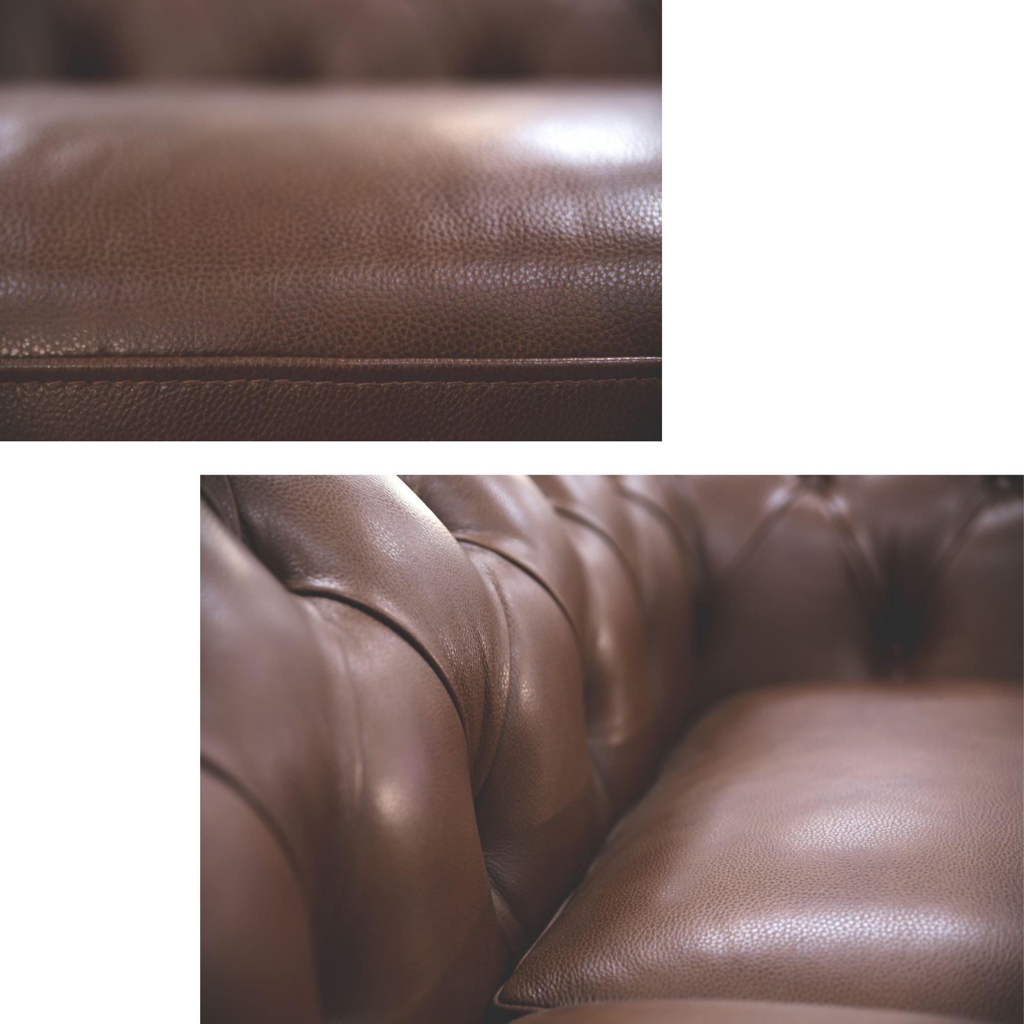 Sonny 1 Seater Genuine Leather Sofa Chestfield Lounge Couch - Butterscotch - John Cootes