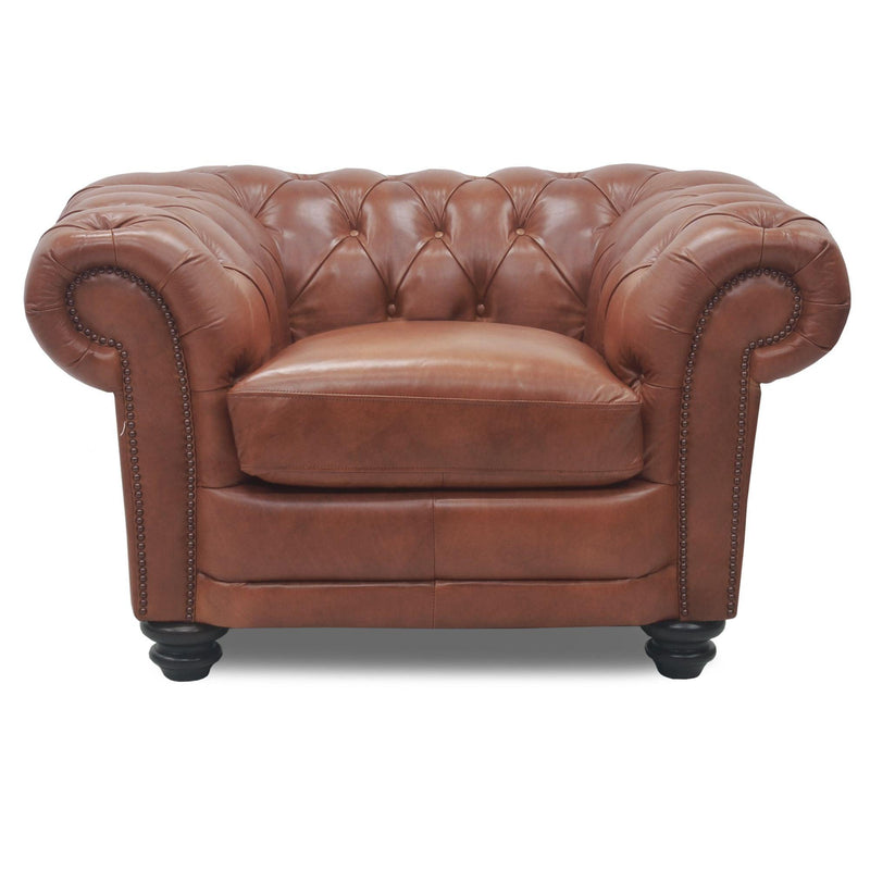 Sonny 2.5+1 Seater Genuine Leather Sofa Chestfield Lounge Couch - Butterscotch - John Cootes