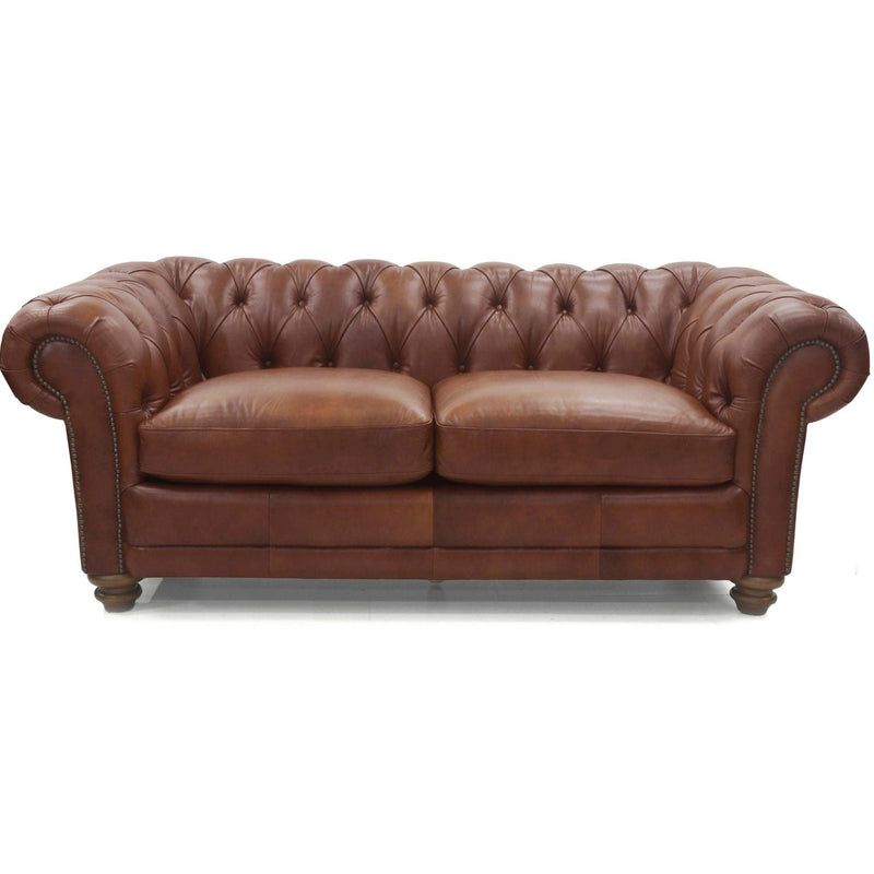 Sonny 2.5 Seater Genuine Leather Sofa Chestfield Lounge Couch - Butterscotch - John Cootes