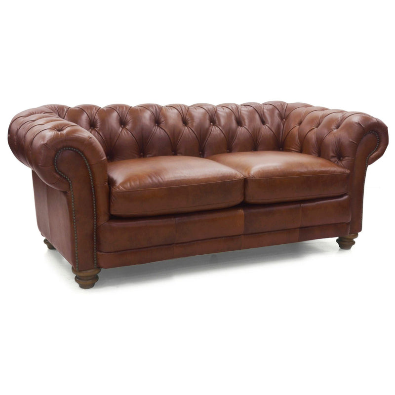 Sonny 3+2.5 Seater Genuine Leather Sofa Chestfield Lounge Couch - Butterscotch - John Cootes