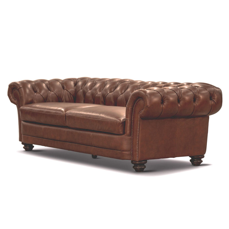 Sonny 3 Seater Genuine Leather Sofa Chestfield Lounge Couch - Butterscotch - John Cootes