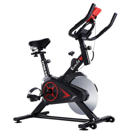 Spin Exercise Bike Flywheel Fitness Commercial Home Workout Gym Phone Holder Black - John Cootes