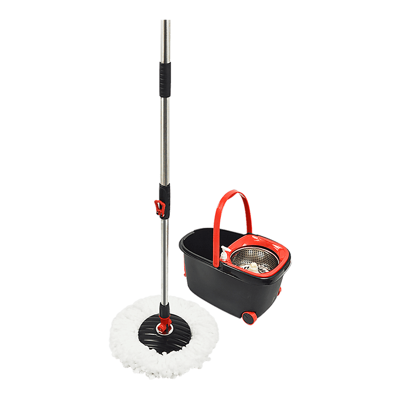 Spin Rotating Mop and Bucket Set with Wheels and 4 Microfibre Mop Heads - John Cootes