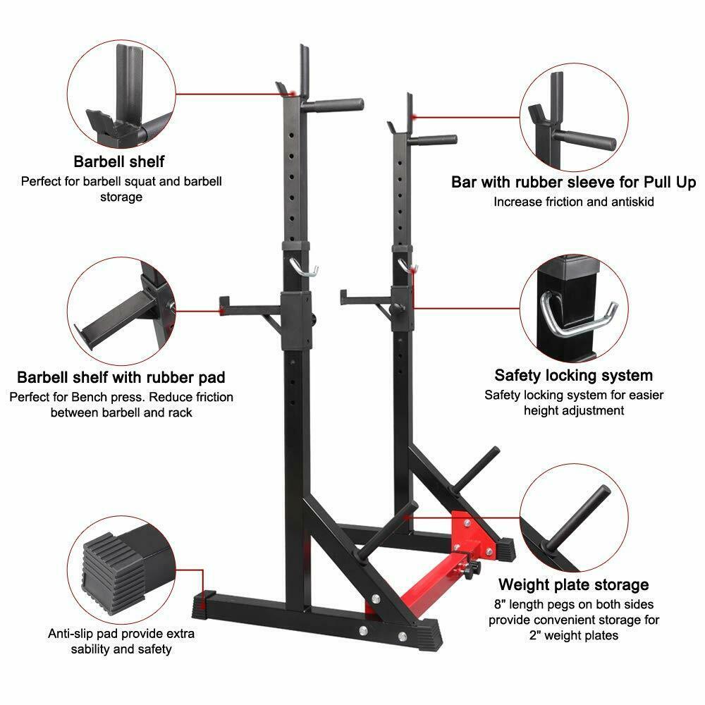 Squat Barbell Pair Rack Bench Home Gym Weight Fitness Lifting Stand - John Cootes