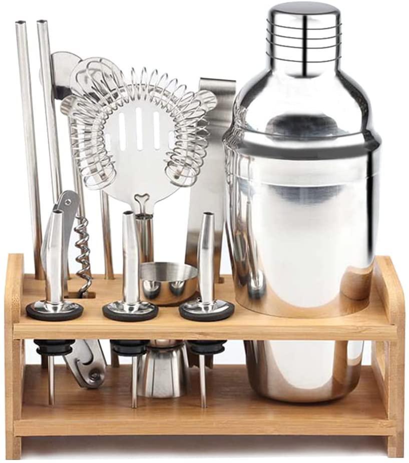 Steel Shaker Cocktail Bar Set Kit with 13 Pieces Bar Utensils - John Cootes