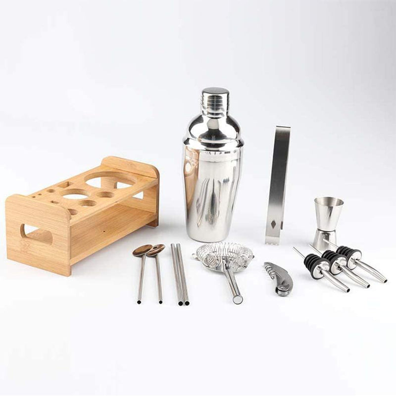 Steel Shaker Cocktail Bar Set Kit with 13 Pieces Bar Utensils - John Cootes