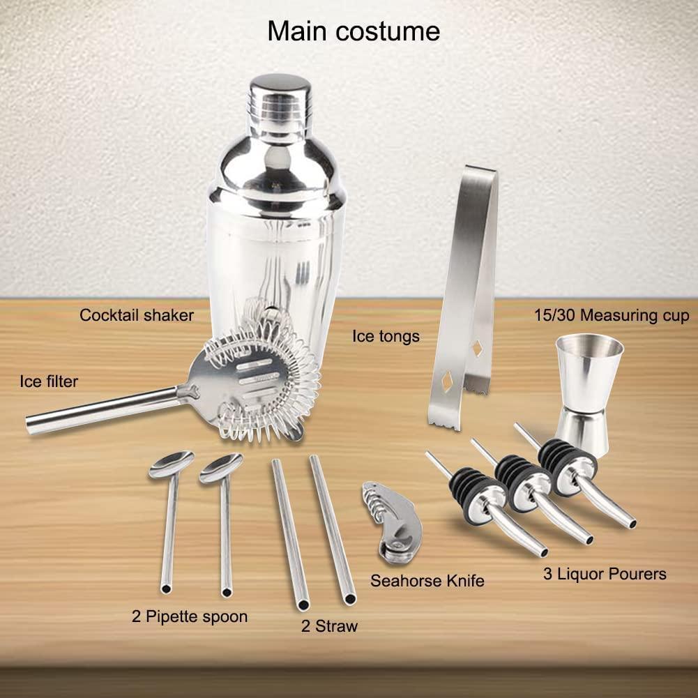 Steel Shaker Cocktail Bar Set Kit with 13 Pieces Bar Utensils - John Cootes