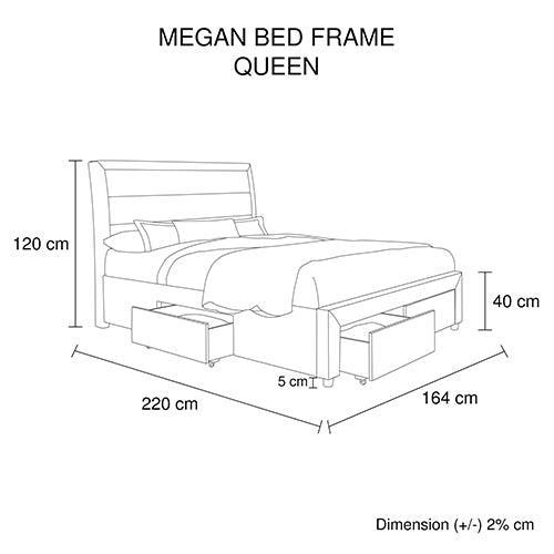 Storage Bed Frame Queen Size Upholstery Fabric in Light Grey with Base Drawers - John Cootes