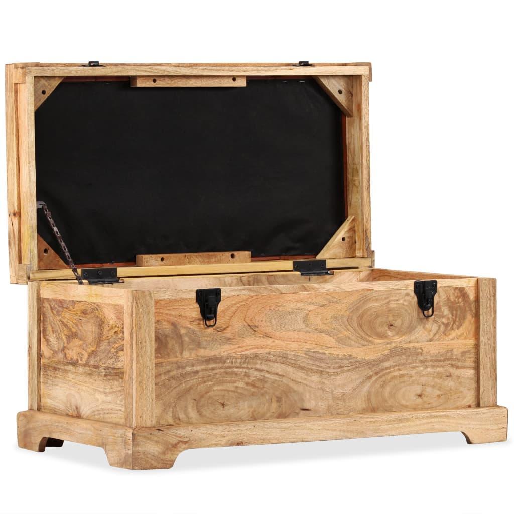 Storage Bench Genuine Leather And Solid Mango Wood 80x44x44 Cm - John Cootes