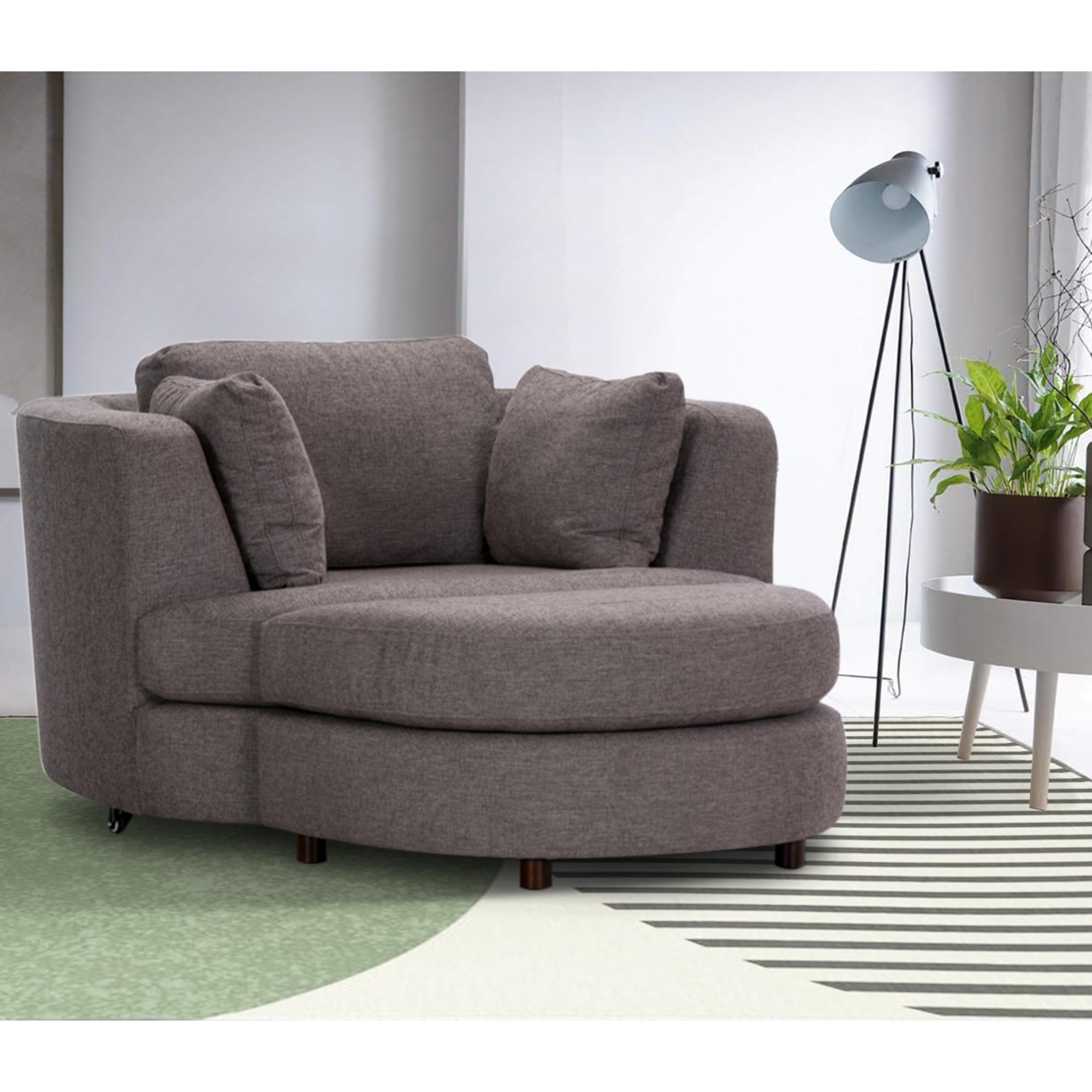 Sunshine Single Sofa Chair Fabric Swivel Ottoman - Grey - John Cootes